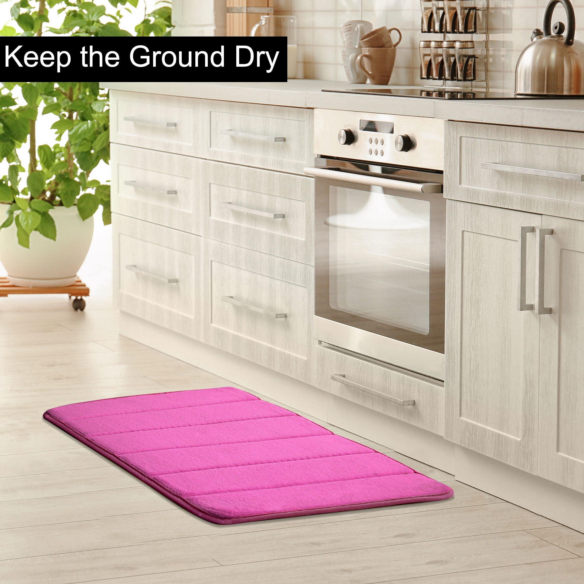 Unique Bargains Solid Contemporary Memory Foam Bath Rug Hot Pink 32"x20"