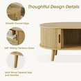 thumbnail image 5 of Alohappy Oval Coffee Table, Mid Century Modern Coffee Table with Sliding Tambour Door, Fluted Center Table with Hidden Storage, Curved Profile Dining Table for Living Room, Home Office,Natural Oak, 5 of 9