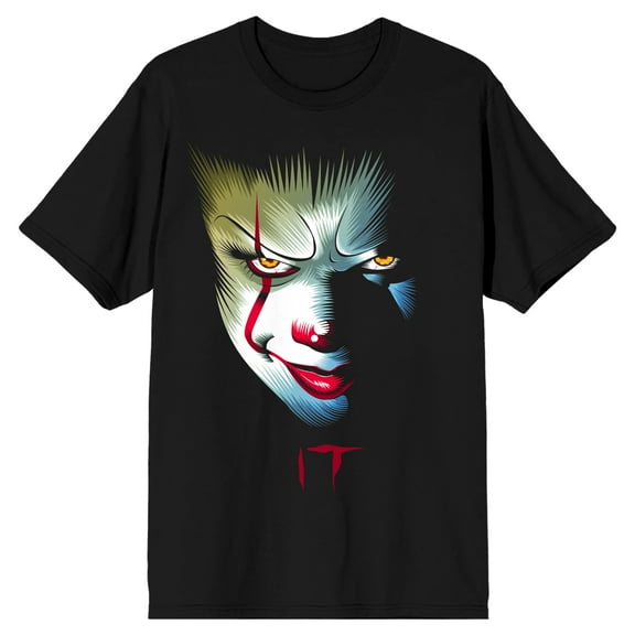 It 2017 Pennywise Clown Face Men's Black Graphic Tee-Medium