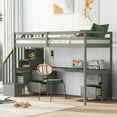 thumbnail image 2 of EUROCO Twin Loft Bed with Desk and 4 Drawers, Moveable Staircase for Kids Teens Adults, Gray, 2 of 22