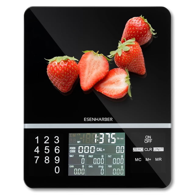 Báscula de alimentos con calculadora nutricional, pantalla digital, cálculo de calorías y nutrición para preparación de comidas, cocina, repostería, pérdida de peso, unidades de pesaje precisas en