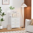 thumbnail image 3 of Satifur Nightstand,Vertical Dresser with Fabric Chest of Drawers & Storage for Bedroom,Living Room,White, 3 of 7