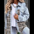 thumbnail image 4 of Chaqueta Vaquera Estilo Boyfriend, Informal, de Larga, con Botones y Bolsillos, para Mujer Azul L, 4 of 9