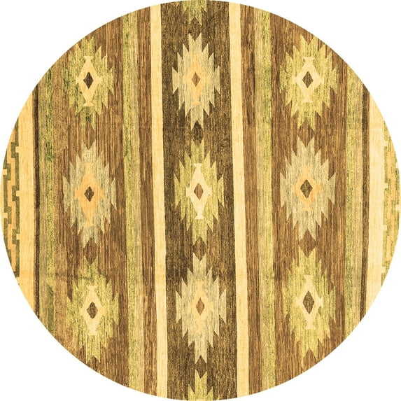 Ahgly Company Indoor Round Abstract Brown Modern Area Rugs, 8' Round