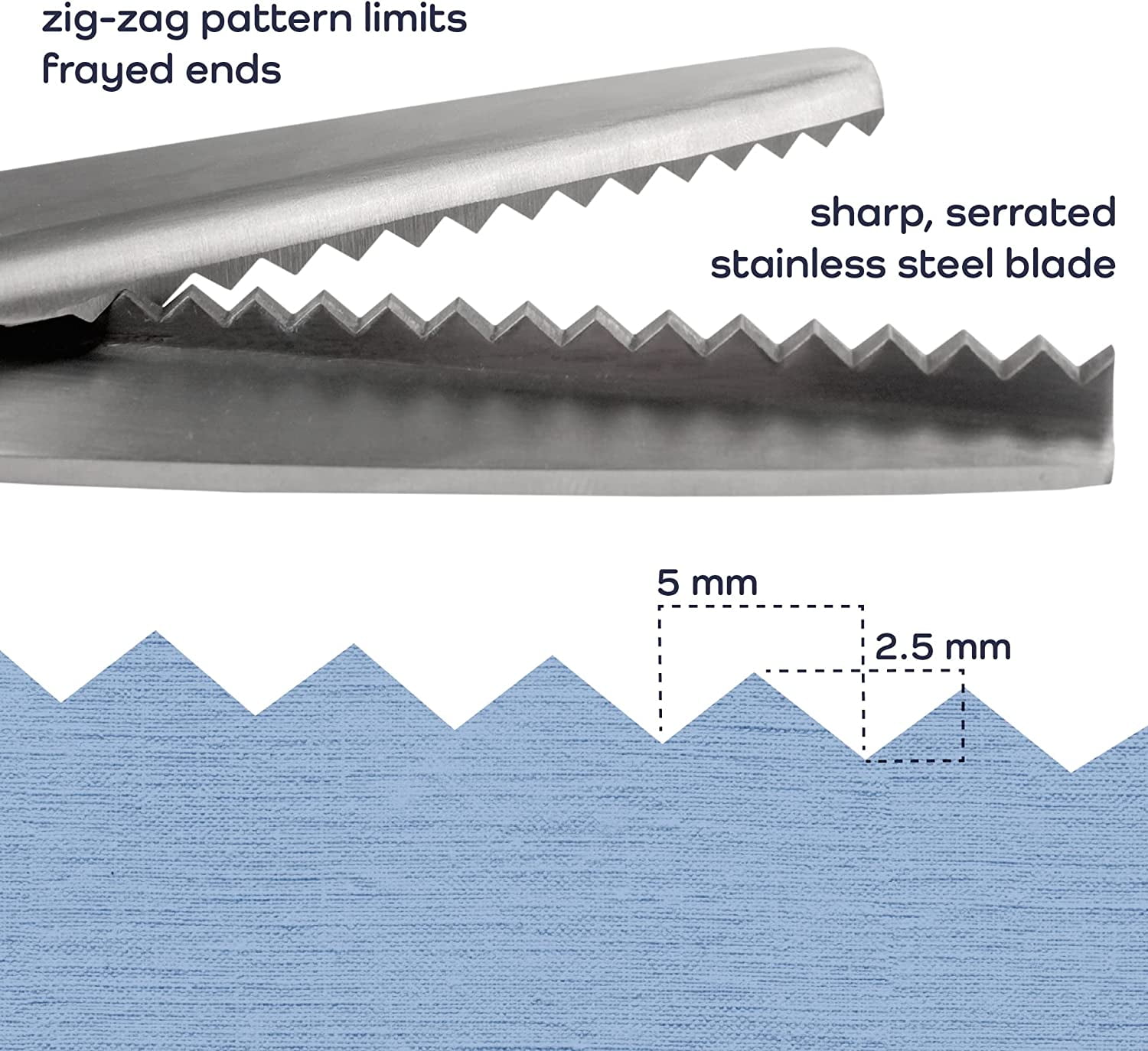 JubileeYarn Professional Grade Pinking Shears - 9" Serrated Stainless Steel - White & Blue - 1 Unit