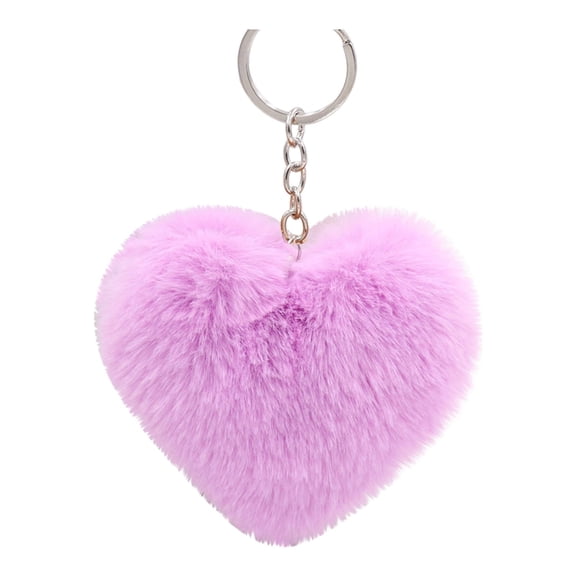 Faux Rabbit Fur Keychain,Furry spherical Keychain,Soft Artificial Rabbit Fur Keychain Love Heart Plush Key Ring,Fluffy Love Heart Keychain Key Ring,for Pendant Handbag Bag Wallet Decor(Z1-Purple)