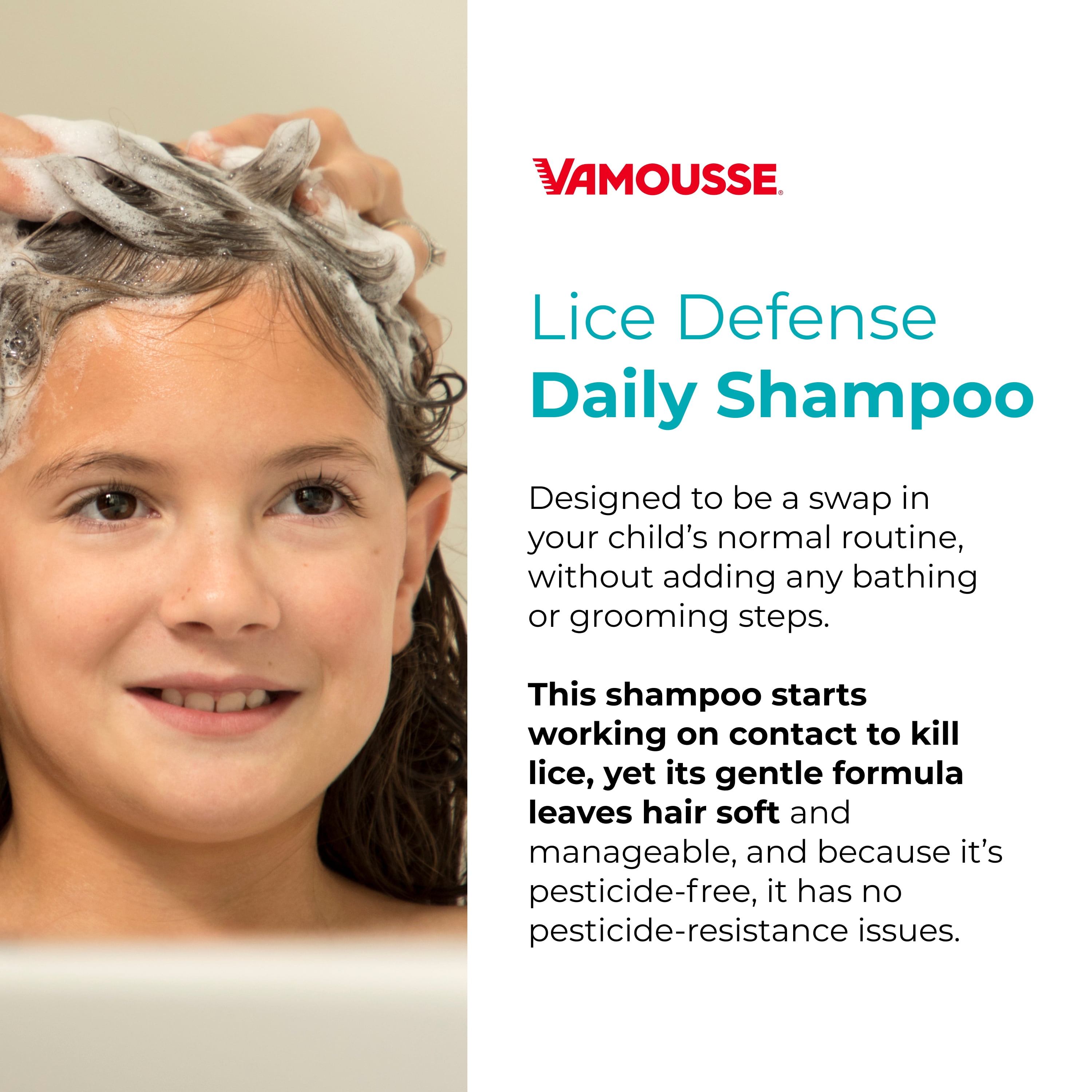 Vamousse Lice Defense Daily Shampoo, Super Lice Killing and Prevention, 8 fl. oz.