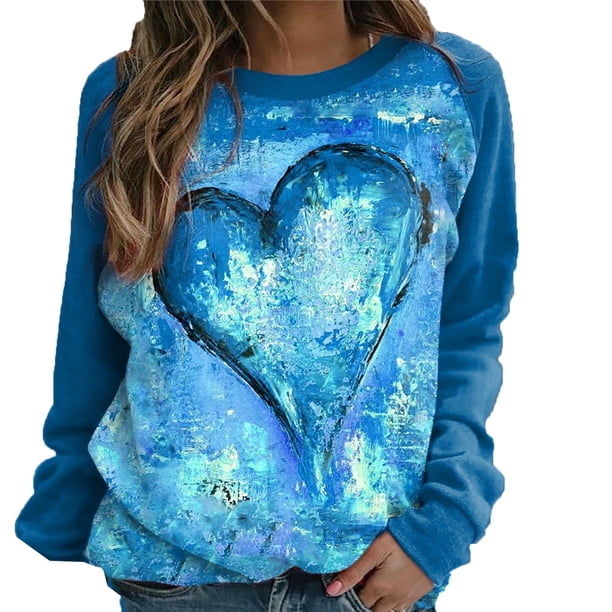 Camiseta de manga larga informal con cuello redondo para mujer Pompotops gfhjh17200