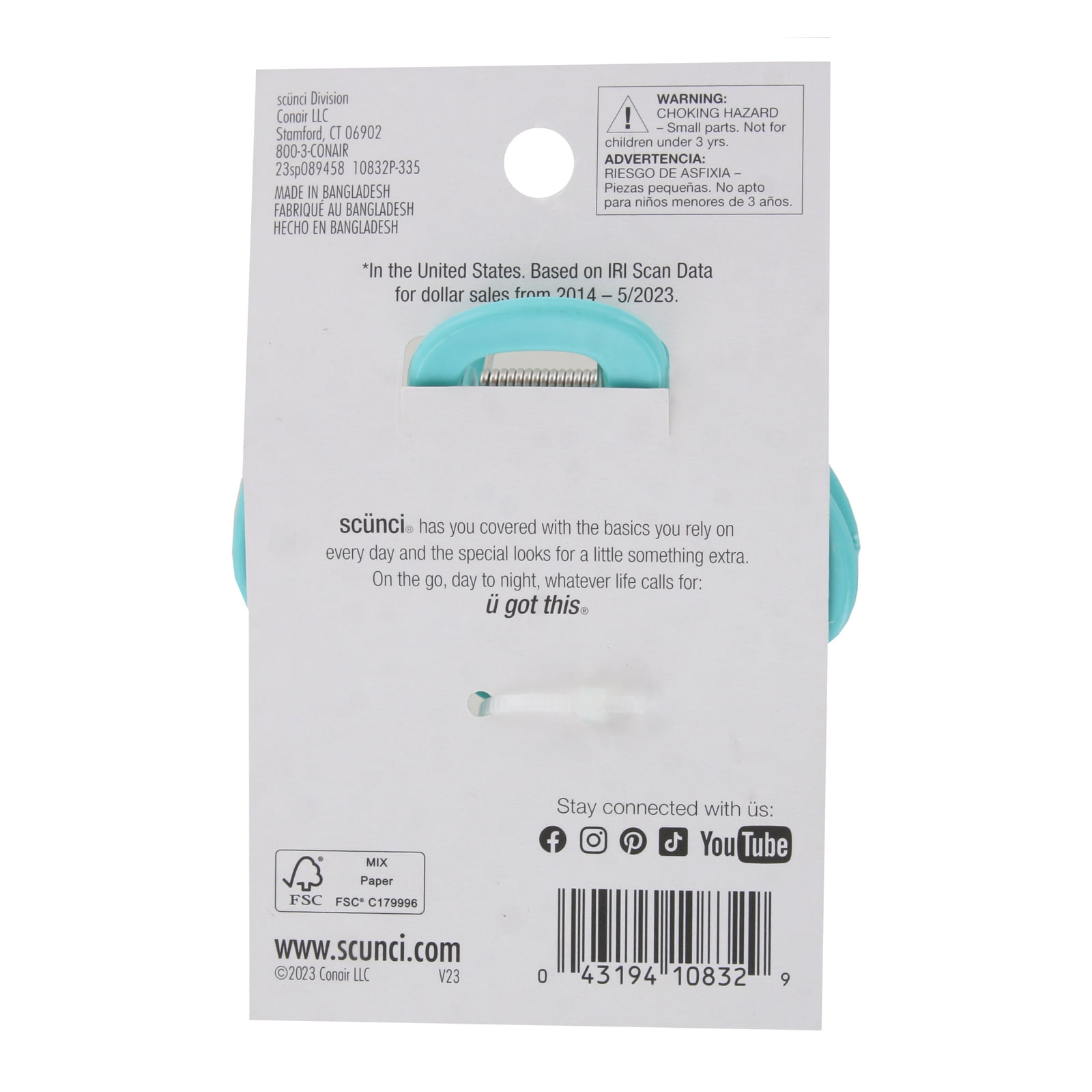 (5 pack) Scunci Summer Collection All Hair All Day Hold Claw Clip, Flower-Shaped Design, Turquoise, 1-Count