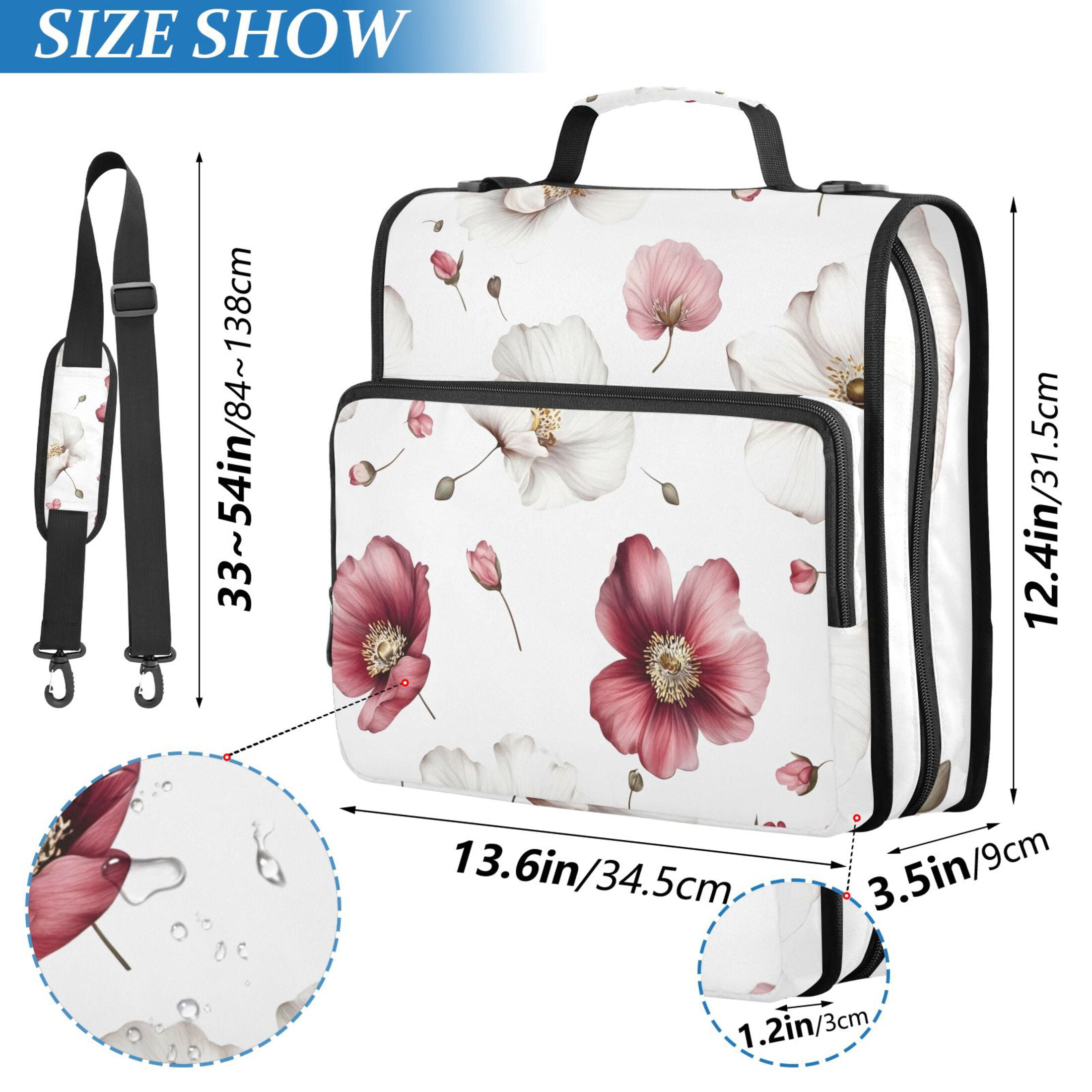 ALAZA Zipper Binder Flower 3 Ring Trapper Keeper File Folder Organizer Bag