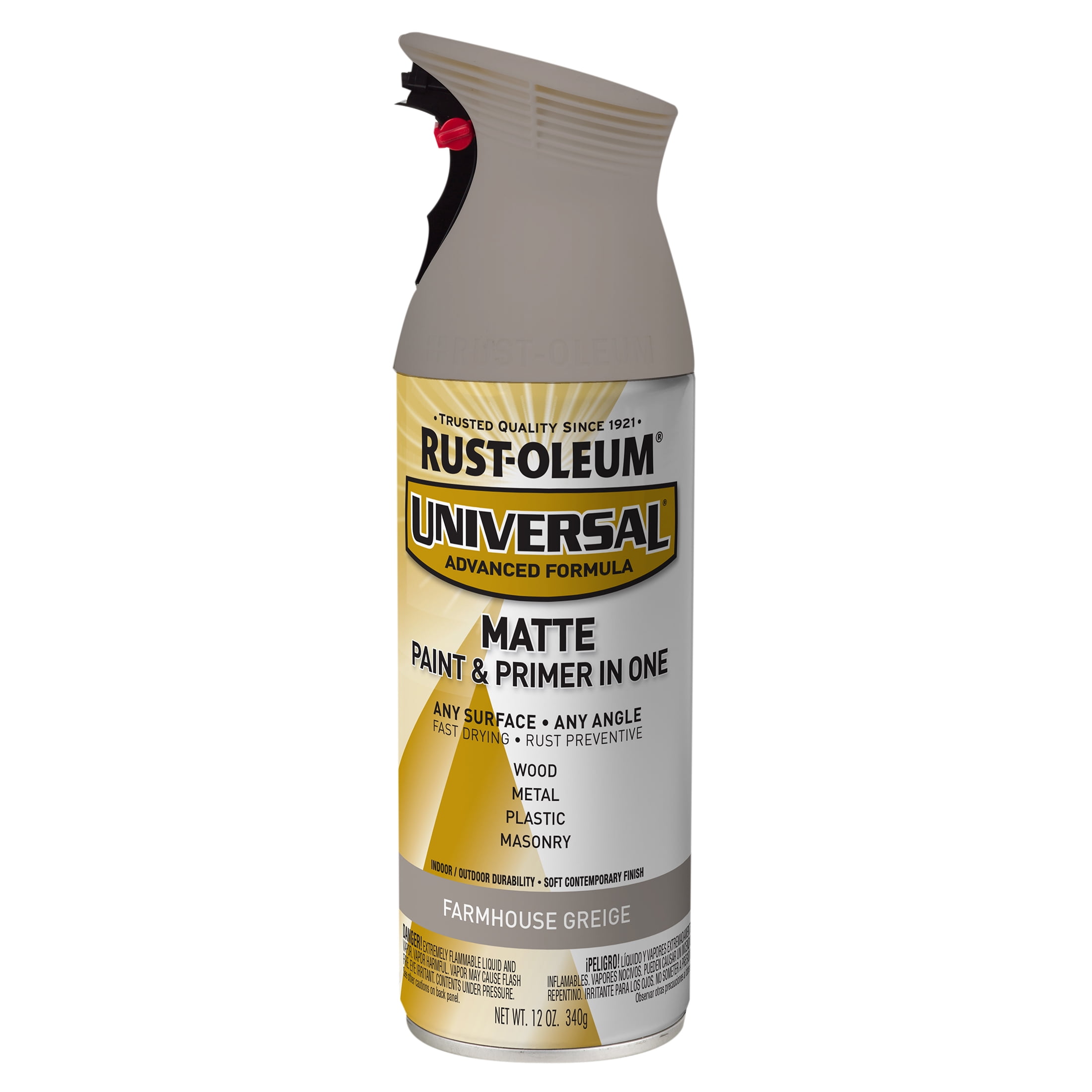 (2 pack) Farmhouse Greige, Rust-Oleum Universal All Surface Interior/Exterior Matte Spray Paint-376724, 11 oz
