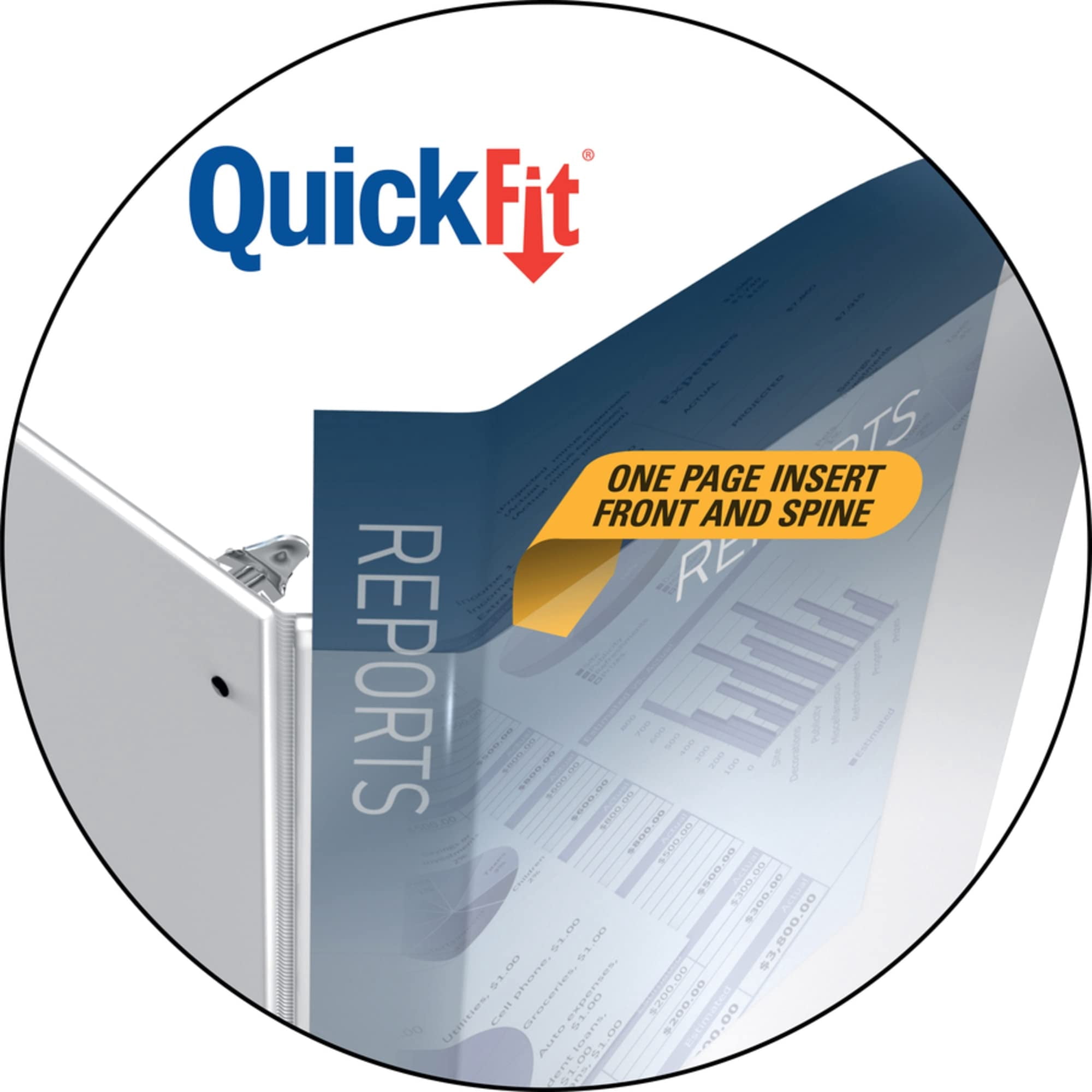 Stride® QuickFit® Angle D-Ring View Binders, 750-Sheet Capacity, 4" Rings, 48% Recycled, White