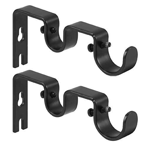 Can Also be Known as - Double Drapery Rod Bracket Set for Draperies/Double Curtain Hardware Brackets 2 Pairs Double Curtain Rod Brackets – Set of 4 1 Inch Diameter TEJATAN Black 