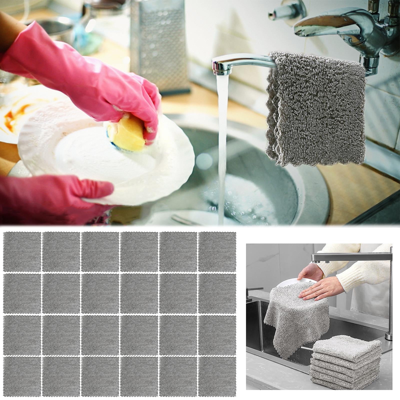 24Pcs Microfiber Cleaning Cloths Ultra Soft Cleaning Rags for Cleaning House Super Absorbent Microfiber Cloths for Kitchen Multi-Purpose Cleaning Cloths for Car Lint-Free Streak-Free | Xuniizn