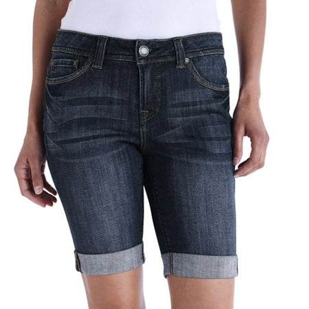 Faded Glory - Women's Cuffed Denim Bermuda Shorts - Walmart.com
