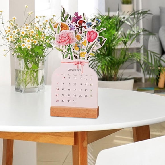 Calendario de escritorio Cola 2024 papel grueso 12 meses adorno de mesa