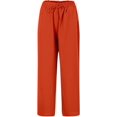 thumbnail image 4 of Women's Straight Leg Pants Casual Fashion Versatile Simple Solid Color Wide Leg Pants Loose Comfy Elastic High Waist Pant, 4 of 7