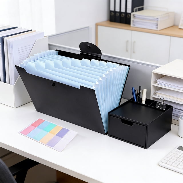 8 Color Candy A4 Mini Accordion Office Supplies File Storage Bill Clip Transparent Folder