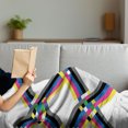 thumbnail image 3 of Psychedelic Soft Flannel Fleece Blanket, Geometric Composition with Colorful Zigzag Chevron Lines Squares Digital Grid, Cozy Plush for Indoor and Outdoor Use, 70" x 90", Multicolor, by Ambesonne, 3 of 5