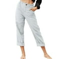 thumbnail image 1 of Women's Pants Solid Color Pockets Zipper Elastic Button Waist Pants Long Grey Womens Trousers S, 1 of 5