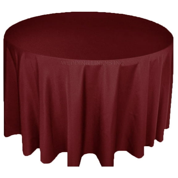 Wedding Linens Inc. 90" Premium(200 GSM) Round Polyester Linen Tablecloth for Wedding, Party, Events, Party, Home use - Burgundy