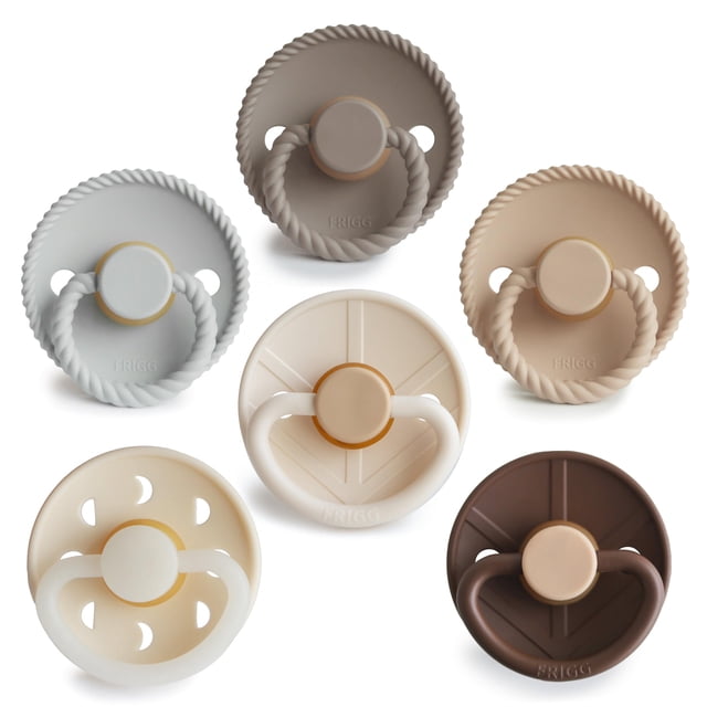 Chupete FRIGG Paquete de 6 de Caucho Natural Libre de BPA 0-6 Meses