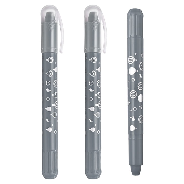 Uxcell Watercolor Gel Crayon, 3Pcs Washable Twist Crayons for Coloring Drawing Painting, Gray