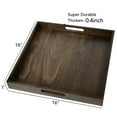 thumbnail image 4 of KINWELL  Square Black Walnut Wood Serving Tray Ottoman Tray with Handles 16"x16"x2", 4 of 5