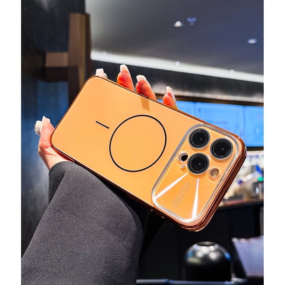 TECH CIRCLE for Apple iPhone 16 Pro Magnetic Shockproof Protective Case Cover with Camera Lens Protector, Anti-Scratch, Anti-Fingerprint, Dust/Dirt Proof PC TPU Back Cover,Orange