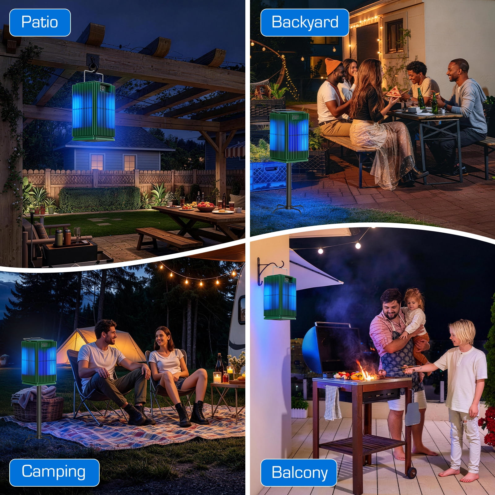 Solar Bug Zapper Outdoor, 4200V Waterproof Electric Mosquito & Fly Killer Lamp, Insect Trap for Patio & Garden, Green