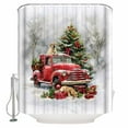 thumbnail image 2 of Christmas Shower Curtain, Red Truck Xmas Tree Snowflake Waterproof Washable Boho Funny Cute Shower Curtains Set for Bathroom Farmhouse Bathtubs Decor with Hook, 72"Wx84"L, 2 of 7