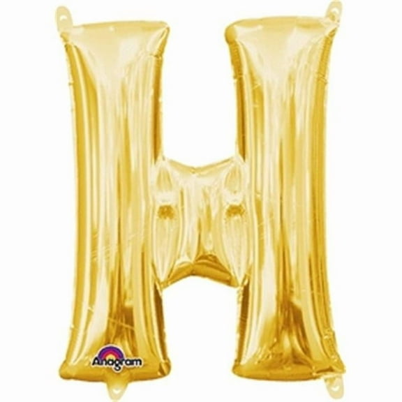 Anagram 78471 16 in. Letter H Gold Supershape Foil Balloon