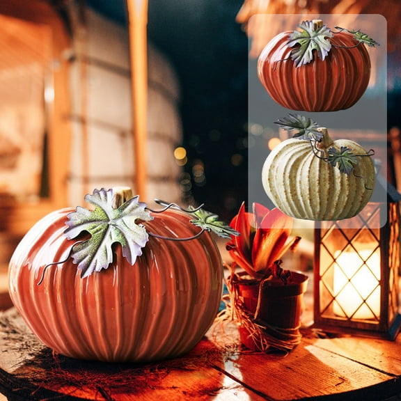 Artificial Pumpkin Decor Ceramic Pumpkin Fall Decor for Home Thanksgiving Ceramic Pumpkin Figurine Realistic Fake Pumpkin Statues Fall Harvest Decorations for Fall Table Home Decor 5"