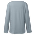 thumbnail image 5 of Bmisegm Long Sleeve Tops for Women V Neck Casual Blouse Loose Fit Solid Color Tops Everyday Womens Tops Light Blue XXXL, 5 of 6