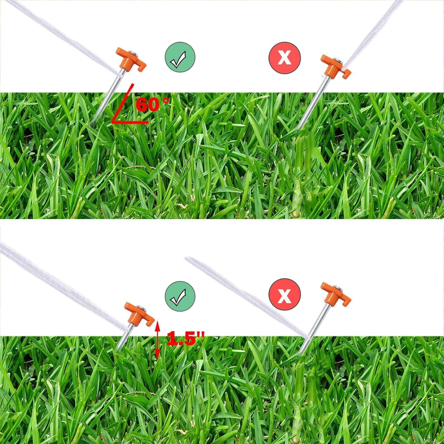 20Pcs Tent Stakes Heavy Duty, 10'' Yard Stakes Non-Rust Tent Pegs Ground Stakes