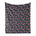 thumbnail image 1 of Fox Soft Flannel Fleece Throw Blanket, Cartoonish Pattern with Animal and Floral Strawberry Fruit Print, Cozy Plush for Indoor and Outdoor Use, 50" x 60", Dark Lavender Multicolor, by Ambesonne, 1 of 5