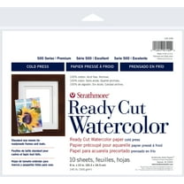 Strathmore Watercolor Paper Ready Cut Sheets, 500 Series Cold-Press, 8" x 10", 10 Sheets