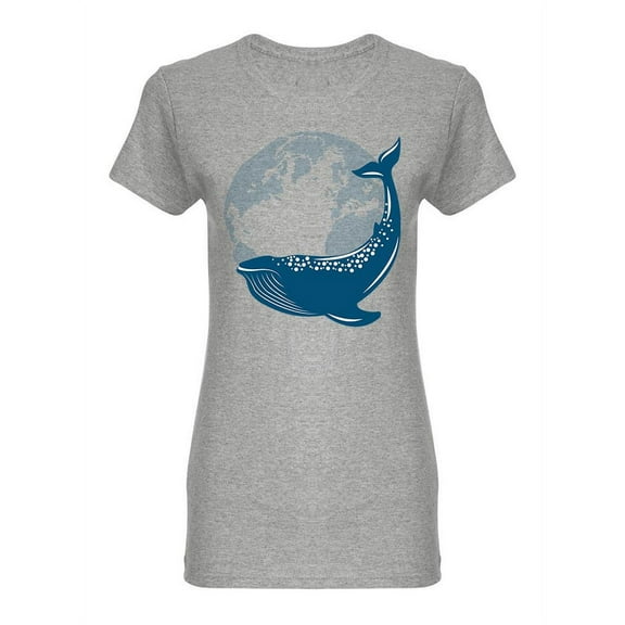 Big Whale Over The Earth Shaped T-Shirt Women -Image by Shutterstock, Female x-Large