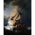 thumbnail image 2 of Rembrandt 26x32 White Modern Wood Framed Museum Art Print Titled - Christ in the Storm on the Lake of Galilee, 2 of 4