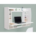 thumbnail image 2 of Versatile Wall Mount Floating Computer Desk - Stylish and Space-Saving Writing Study Table with Shelves - Ideal for Living Room, Bedroom, and Home Office, White, 2 of 5