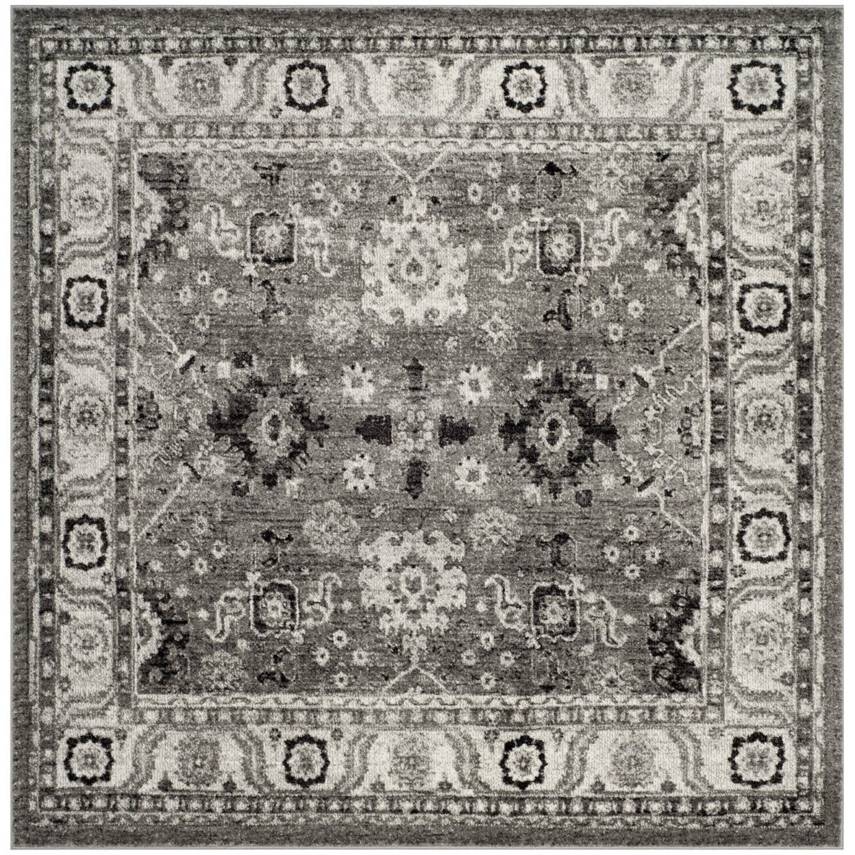 SAFAVIEH Vintage Hamadan Pema Traditional Area Rug, Grey/Black, 6'7" x 6'7" Square