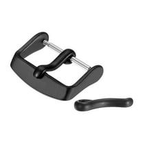 20mm Watch Band Replacement Buckle Stainless Steel Watch Strap Clasp Matte PVD Buckles with 2pcs Tongue, Black