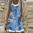 thumbnail image 2 of Summer Saving Wycnly Formal Dresses for Women Fashion Loose Fake 2 Pieces Swing Tank Midi Dresses Sleeveless Scoop Neck Floral Print 2024 Summer Knee-Length Dress Blue XL, 2 of 6