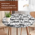 thumbnail image 3 of Dark Grey Palm Tree Round Tablecloth 55-60 Inch Round Fitted Table Cloth with Elastic Edge, Summer Tropical Tree Coastal Beach Waterproof Table Cover Protector for Outdoor Picnic Party Dining, 3 of 9