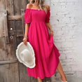 thumbnail image 2 of Sngxgn Women's Crew Neck Lounge Long Dress Elegant Long Sleeve Ribbed Bodycon Maxi Dresses(Hot Pink,XL), 2 of 8