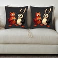 thumbnail image 3 of Set of 2 Throw Pillow Covers 18x18in - Cute Cartoon Red Squirrel & Black Rabbit Design for Couch Bed Car Decor, 3 of 8