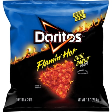 Doritos Flamin’ Hot Cool Ranch Flavored Tortilla Chips Snack Chips, 1oz Bag Single Pack (Packaging may vary)