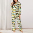 thumbnail image 2 of Balery Train With Animals Conjunto de Pijama con Estampado para Mujer, Conjunto de Dos Piezas con Manga Larga, Ropa de Dormir Suave con Bolsillos, Pijamas Cómodos-XX-Large, 2 of 7