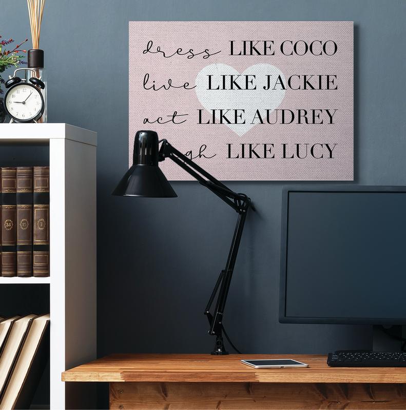 Stupell Home Décor Be Like Glam Fashion Pink White Heart Word Design Canvas Wall Art by Daphne Polselli