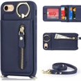 thumbnail image 2 of iPhone 7 8 SE (2020) Case with Card Holder for Women, iPhone 7 Phone Case Wallet with Strap Credit Card Slots Crossbody with Kickstand Zipper Shockproof Case for iPhoneSE (2020) - Blue, 2 of 16